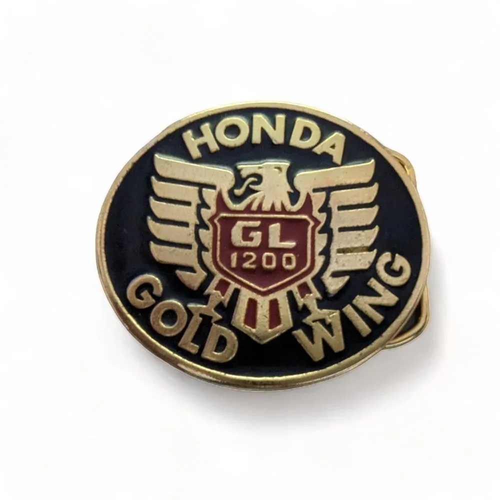 Vintage Honda GL1200 Gold Wing Gold Tone Oval Belt Buckle 2 3/4